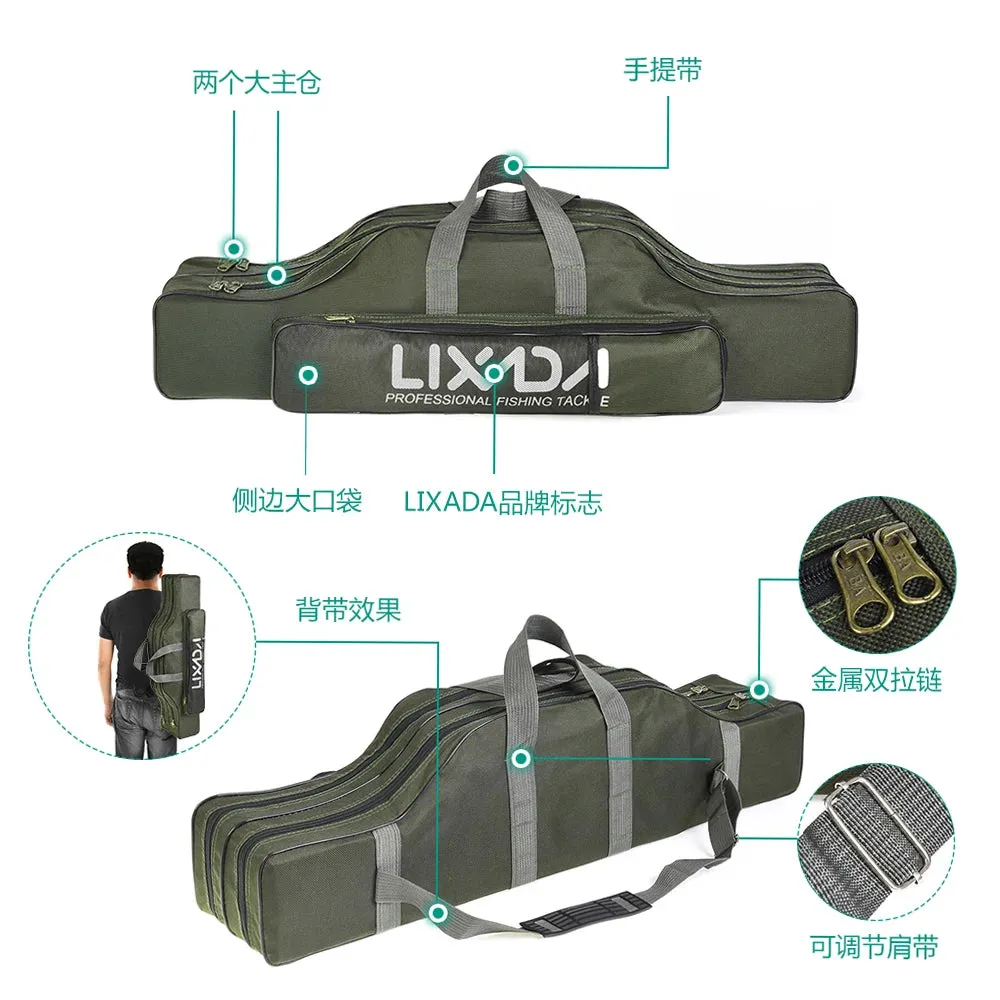 Lixada 210cm  Fishing Bag Portable Folding Fishing Rod Reel Bag Fishing Pole Gear Tackle Tool Carry Bag Storage Bag Organizer