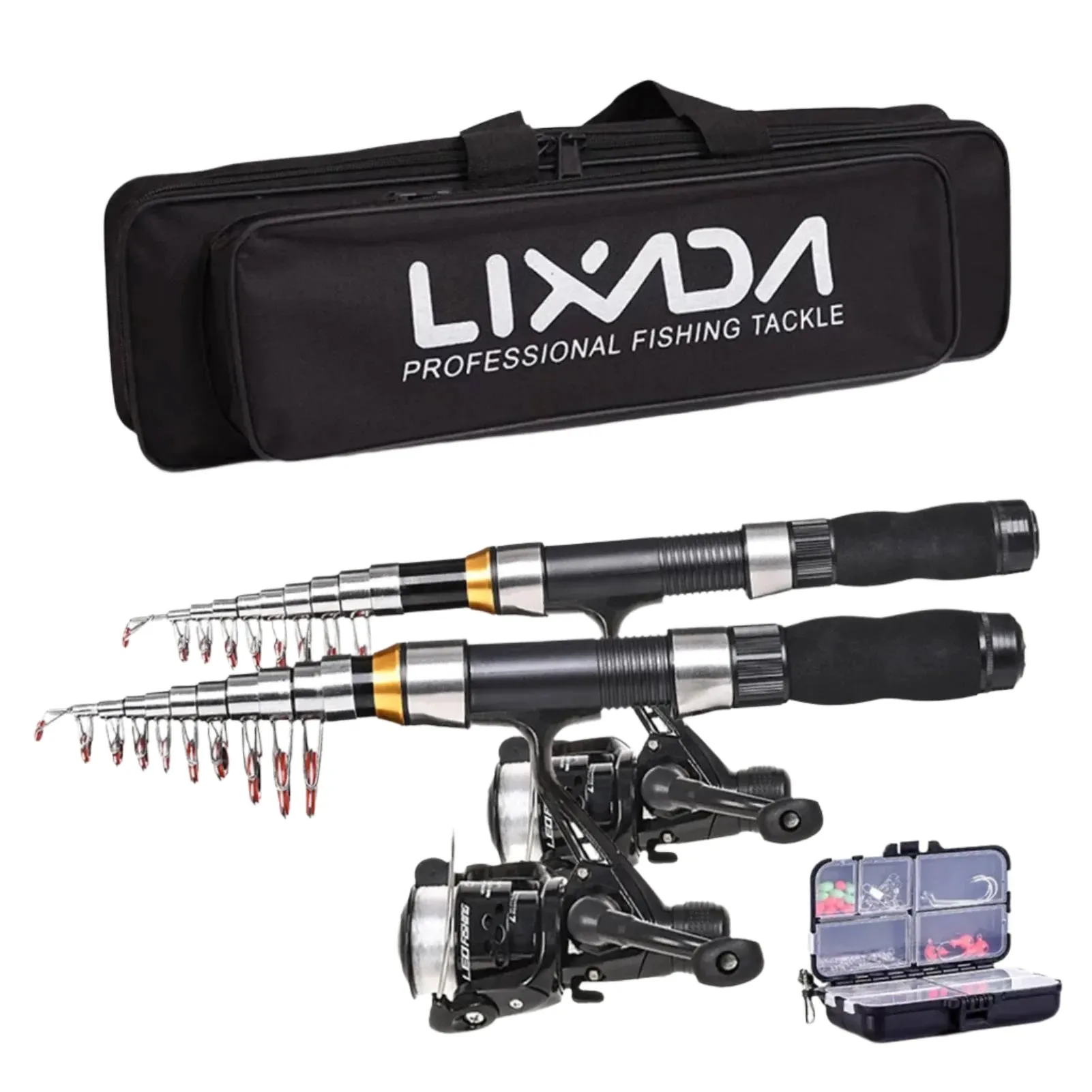 Lixada 2.1m 2.3 m Telescopic Fishing Rod Reel Combo Full Kit Carbon Fiber Rod Pole Spinning Reel Fishing Bag Case Pesca Gear Set