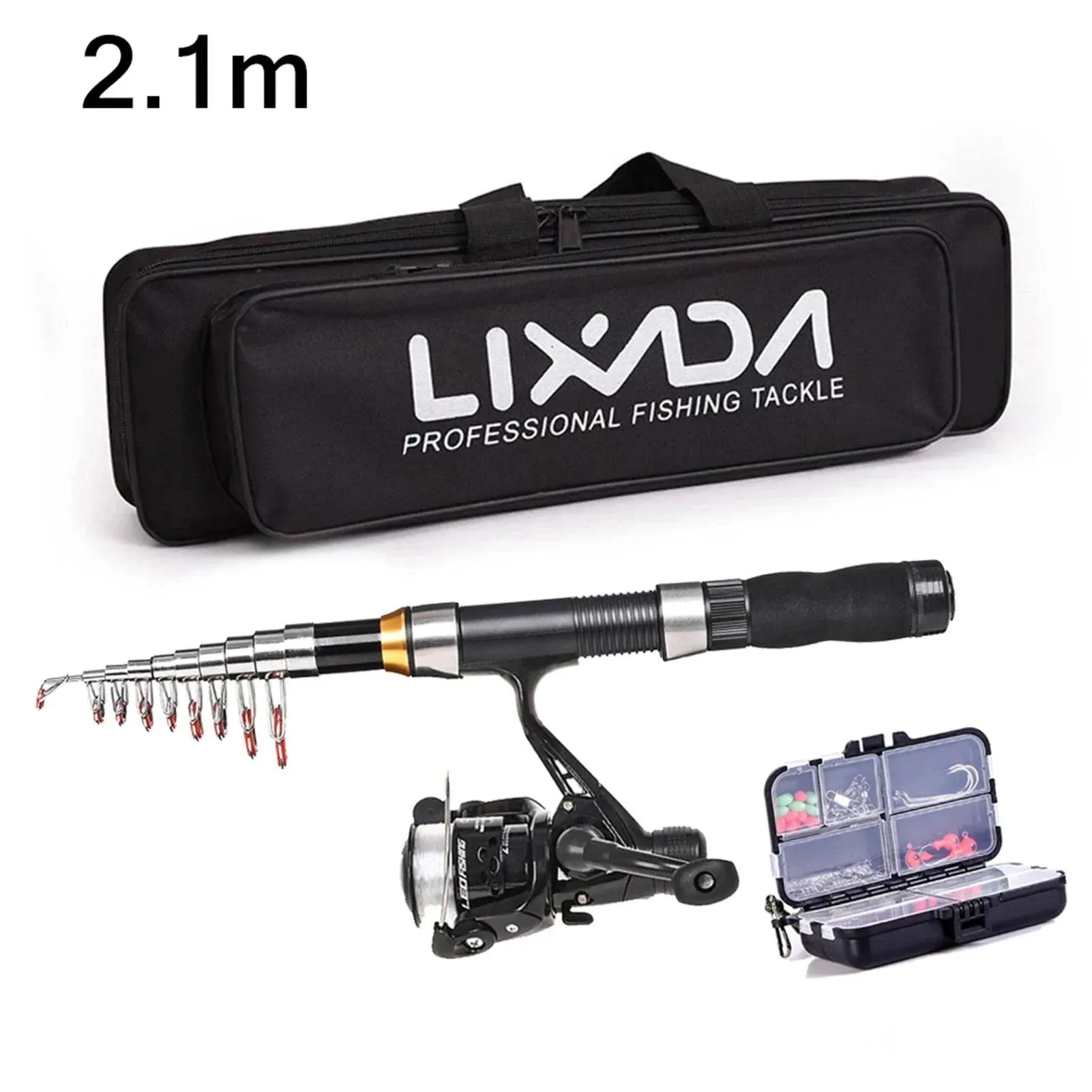 Lixada 2.1m 2.3 m Telescopic Fishing Rod Reel Combo Full Kit Carbon Fiber Rod Pole Spinning Reel Fishing Bag Case Pesca Gear Set