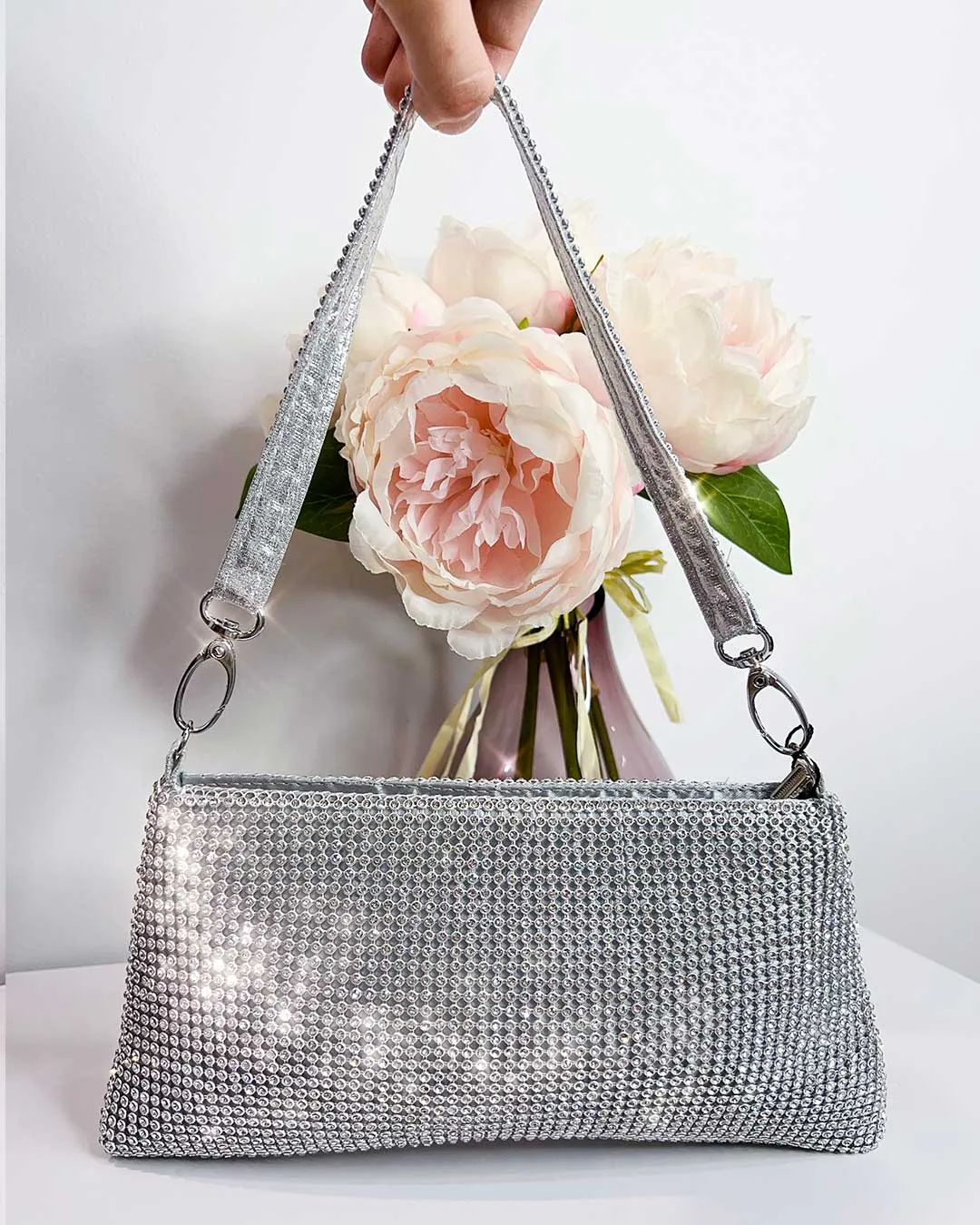 Lola Diamante Mini Bag - Silver