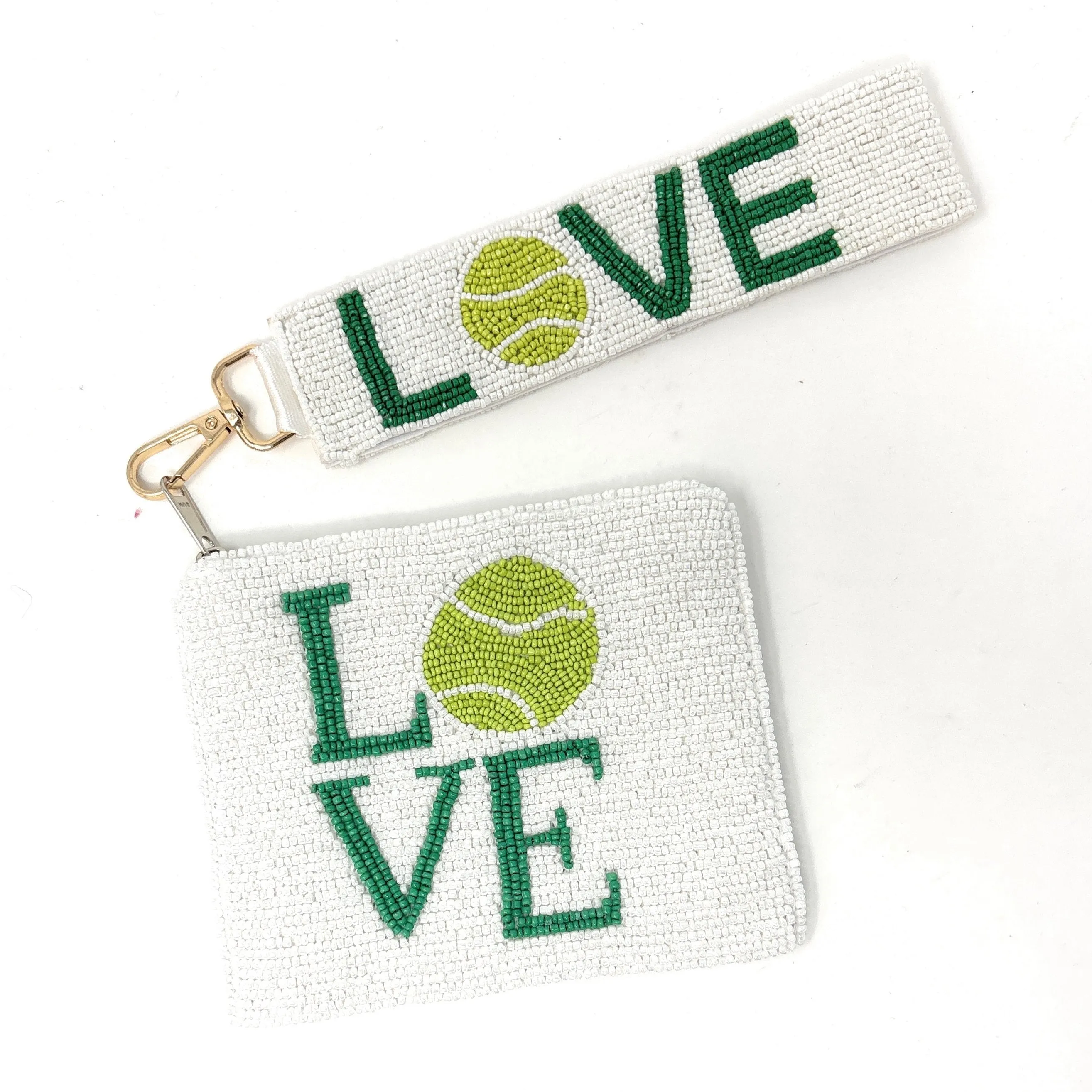 Love Tennis Beaded Wristlet Strap