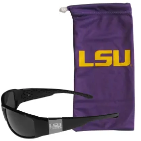 LSU Tigers Etched Chrome Wrap Sunglasses and Bag