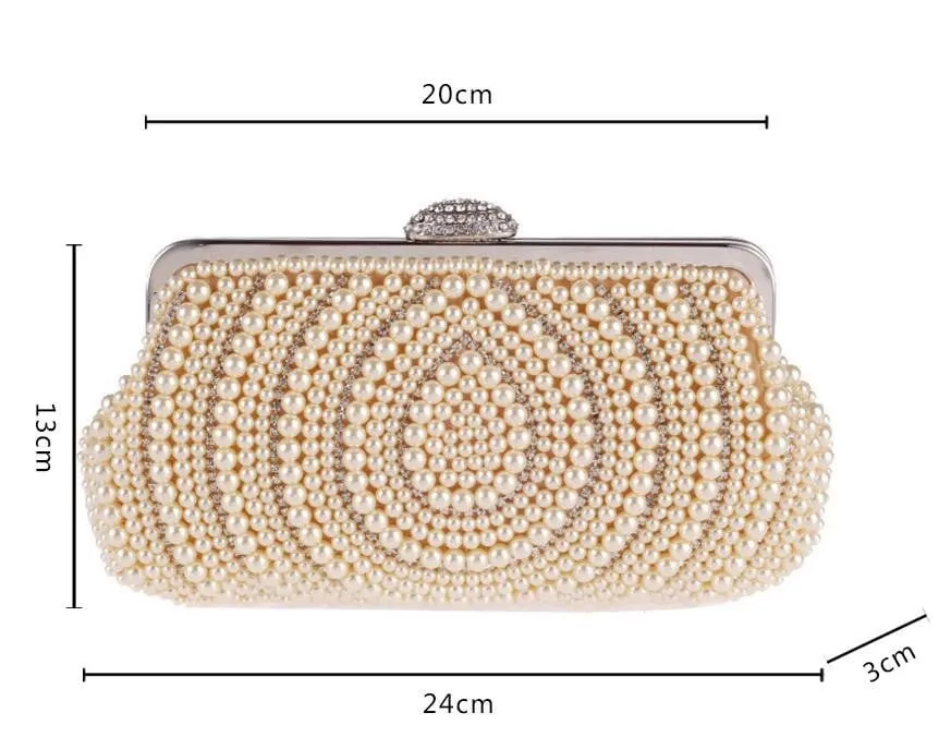 Luxy Moon Beaded Evening Bag Pearls Diamonds Clutch