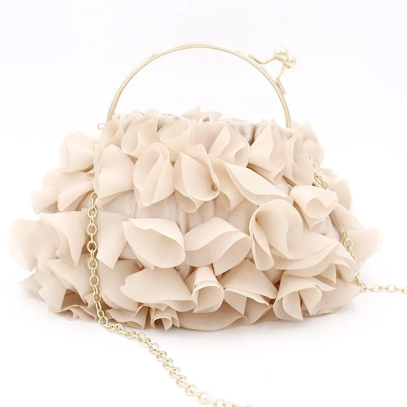 Luxy Moon Champagne Flower Evening Purses for Weddings or Party