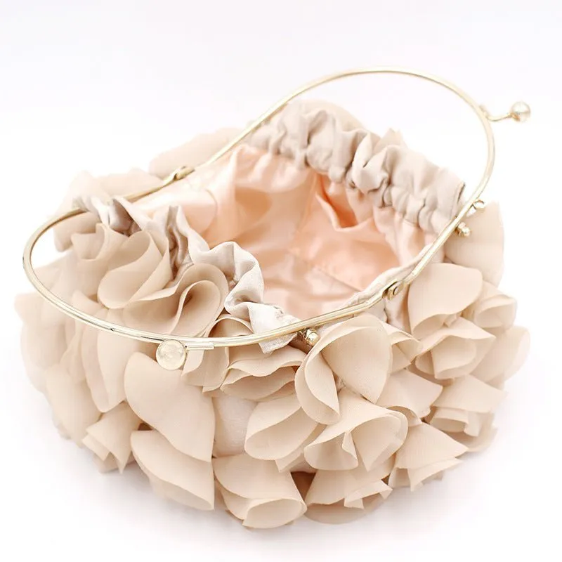 Luxy Moon Champagne Flower Evening Purses for Weddings or Party