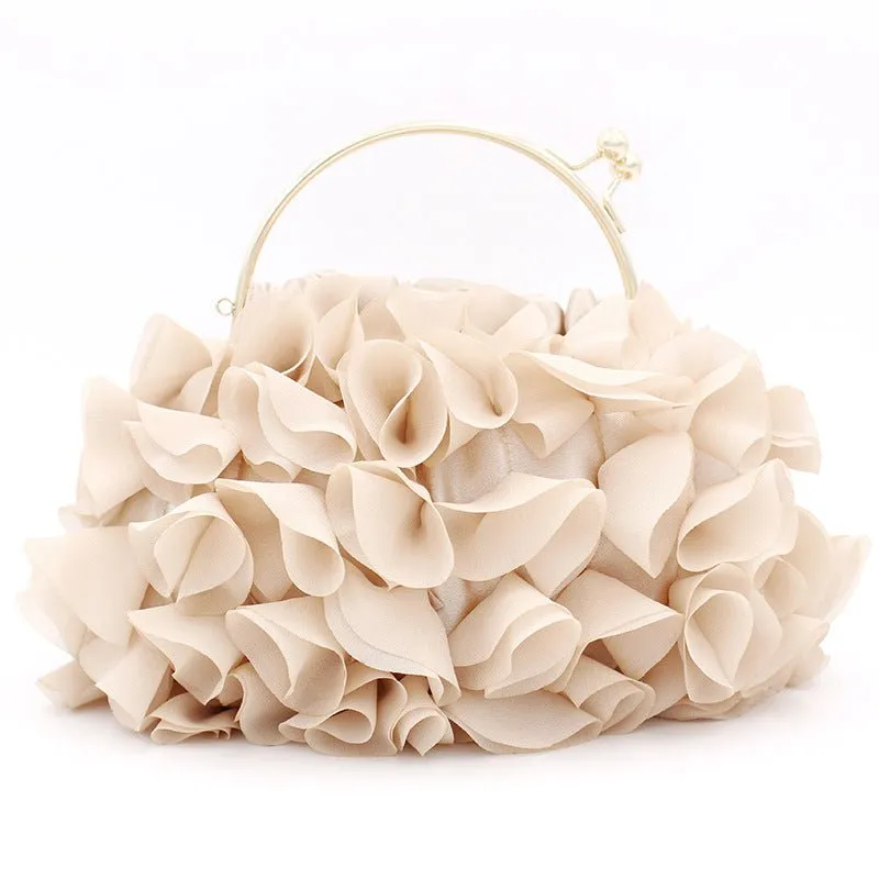 Luxy Moon Champagne Flower Evening Purses for Weddings or Party