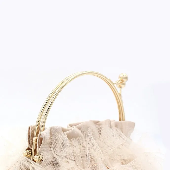 Luxy Moon Champagne Flower Evening Purses for Weddings or Party