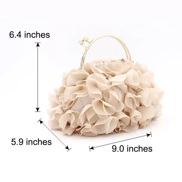 Luxy Moon Champagne Flower Evening Purses for Weddings or Party