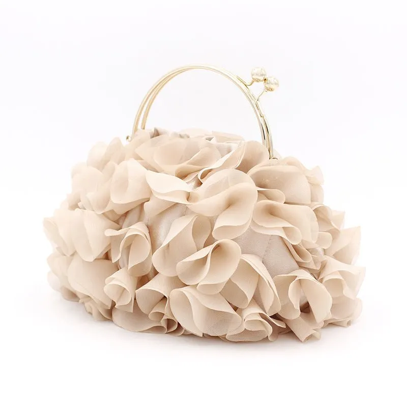 Luxy Moon Champagne Flower Evening Purses for Weddings or Party