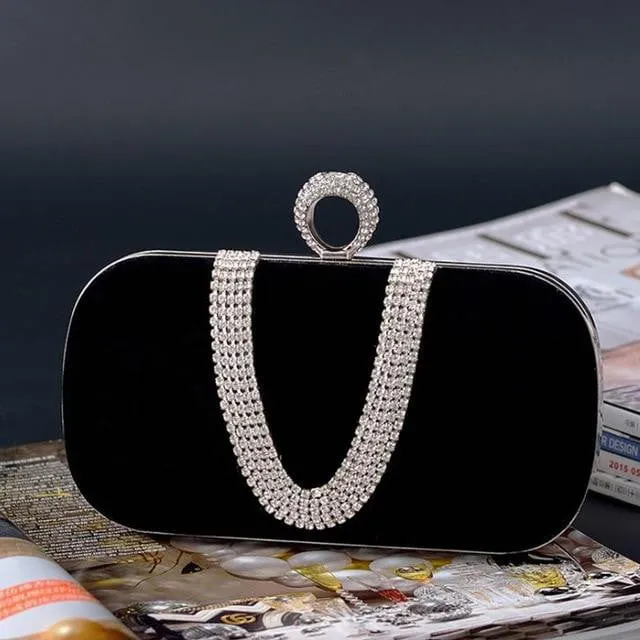 Luxy Moon Rhinestone Evening Bag Flower Wedding Clutch