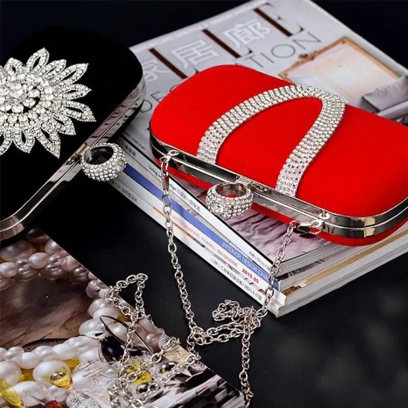 Luxy Moon Rhinestone Evening Bag Flower Wedding Clutch