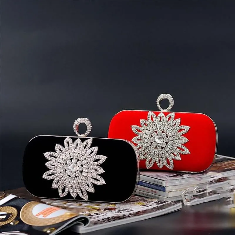 Luxy Moon Rhinestone Evening Bag Flower Wedding Clutch