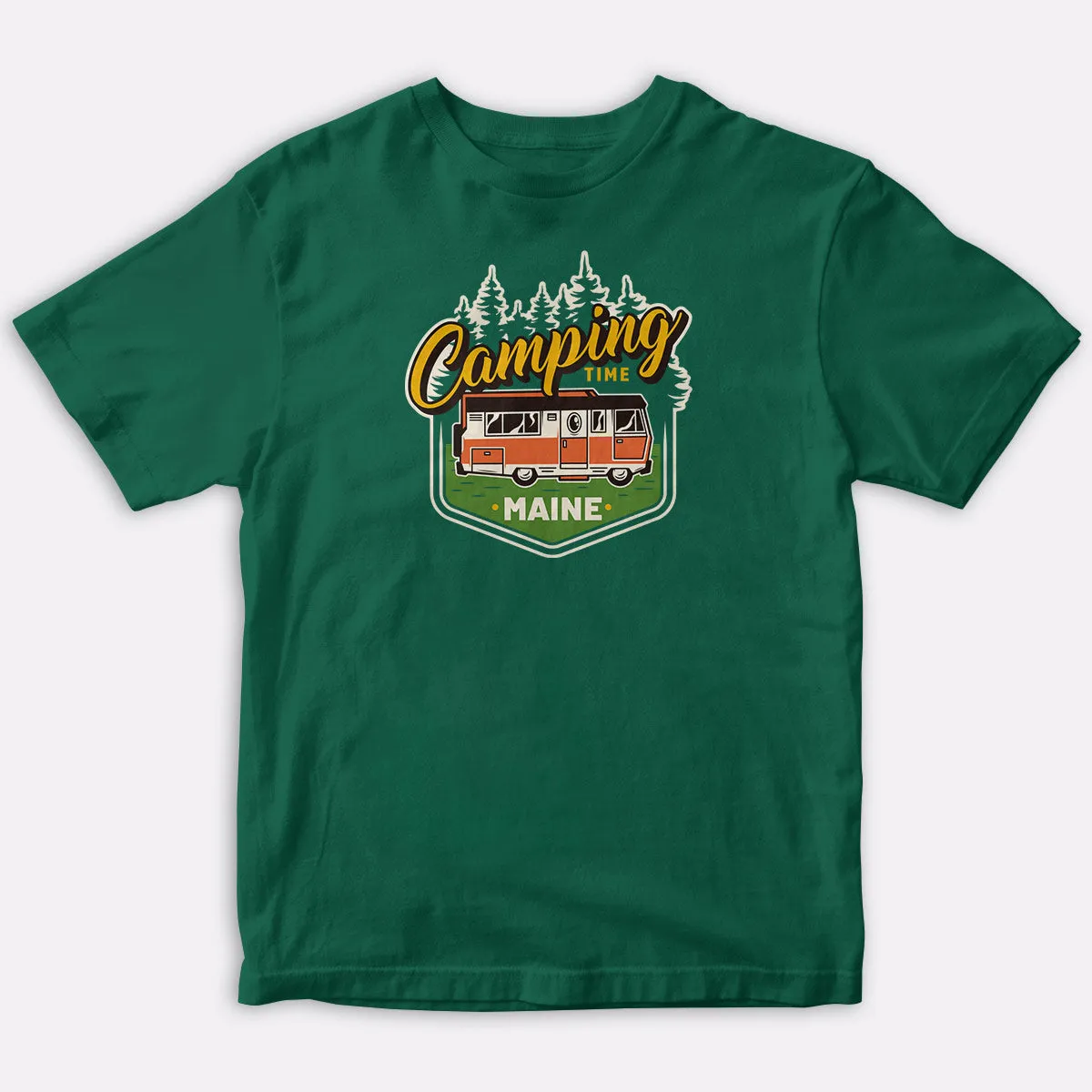 Maine Camping Time T-Shirt, 100% Cotton, S-XXL, Unisex Tshirts