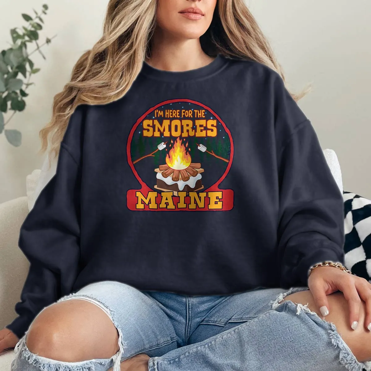 Maine Here For The Smores Sweatshirt Adult Unisex S-XXL