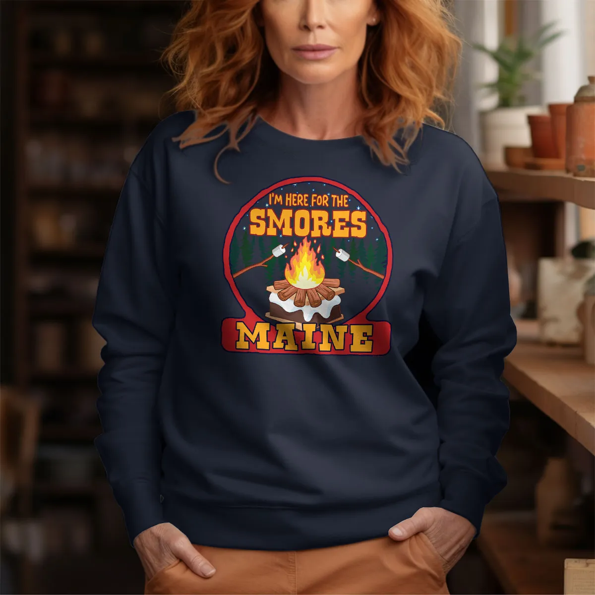 Maine Here For The Smores Sweatshirt Adult Unisex S-XXL