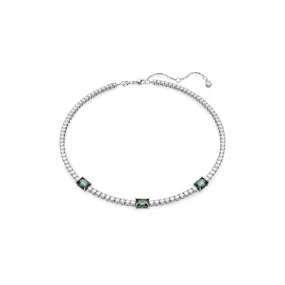 Matrix Mixed Cuts Green Rhodium Plated Tennis Necklace 5666168