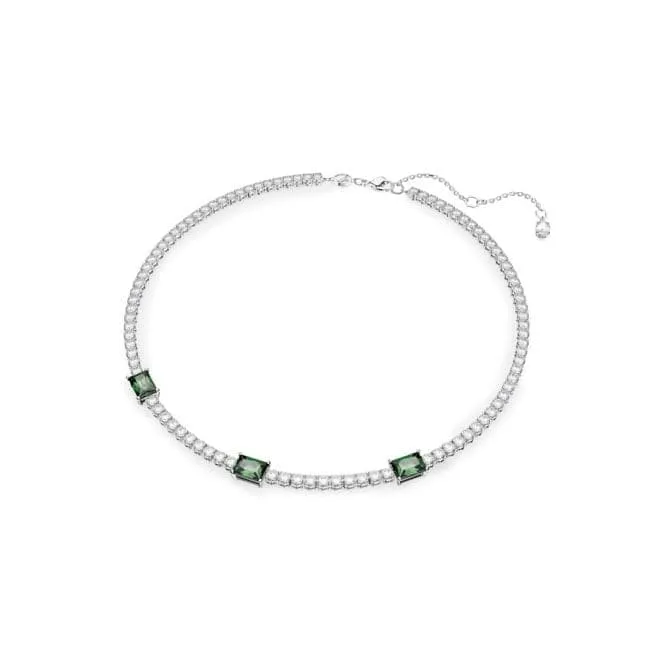 Matrix Mixed Cuts Green Rhodium Plated Tennis Necklace 5666168