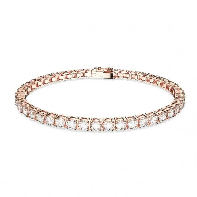 Matrix Rose Gold-Tone Plated White Tennis Bracelet