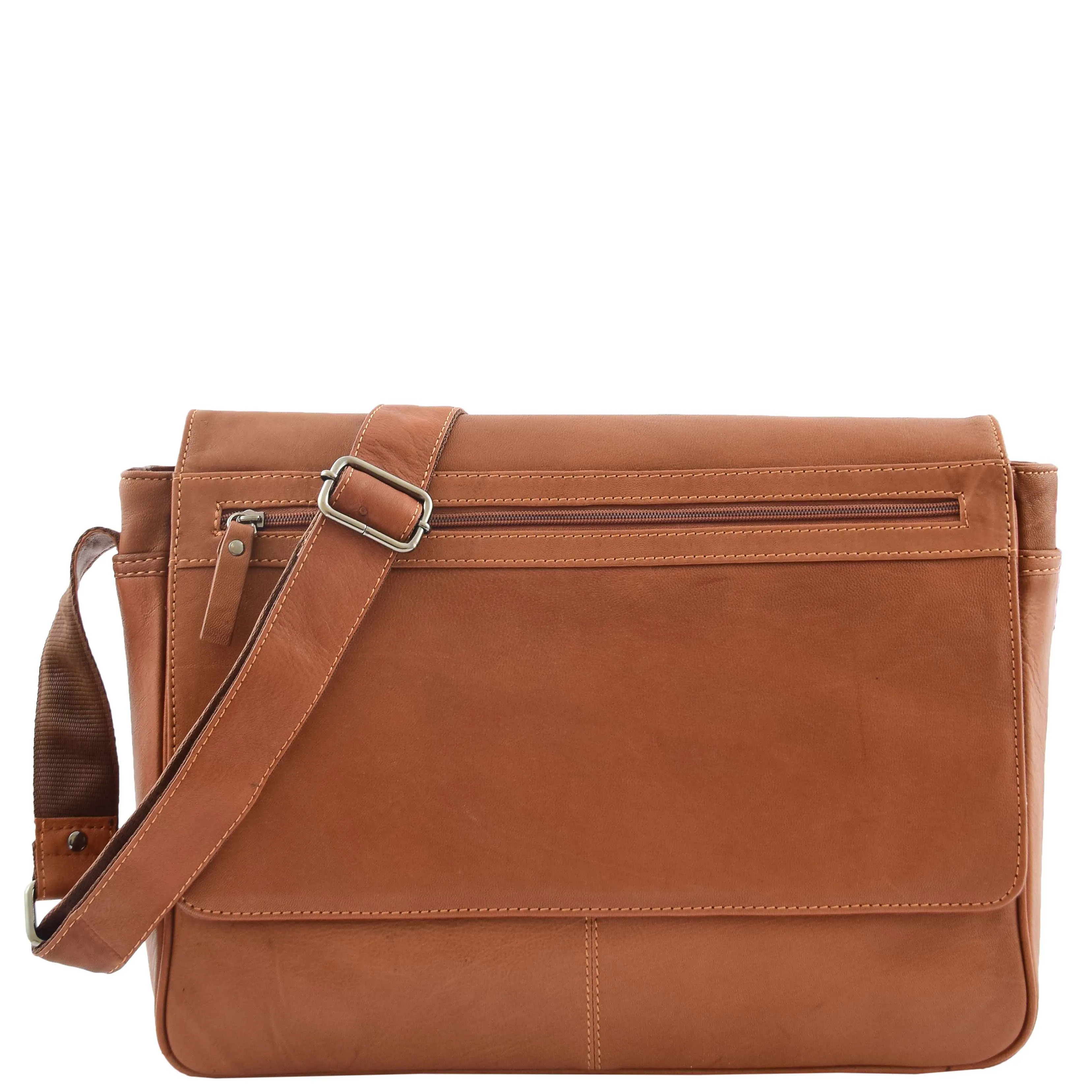 Mens Leather Flap Over Messenger Bag Cheriton Tan