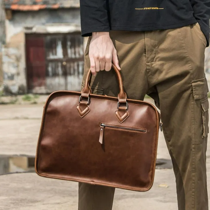 Men's Vintage Leather Briefcase Shoulder Bag