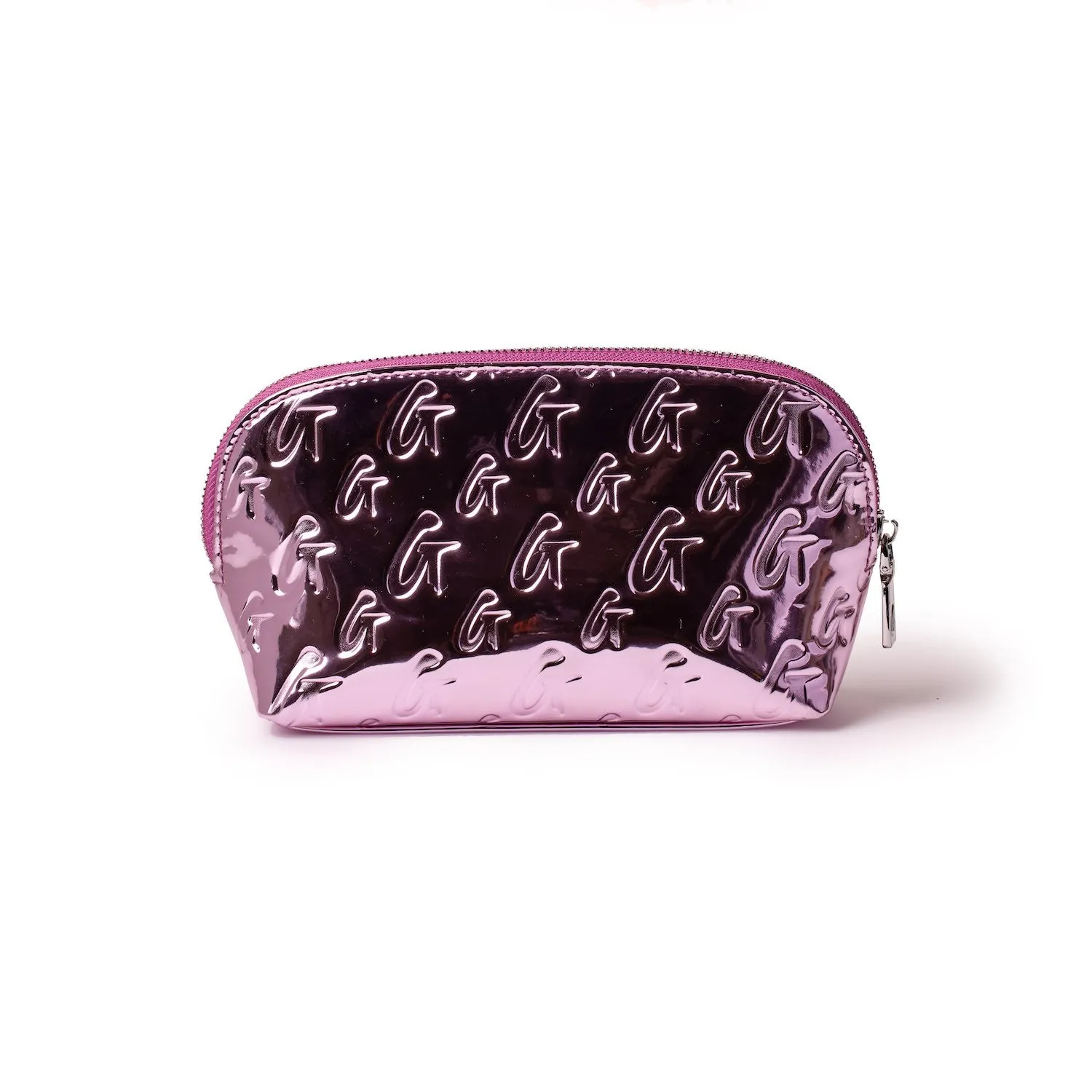 METALLIC MONOGRAM COSMETIC POUCH - METALLIC PINK