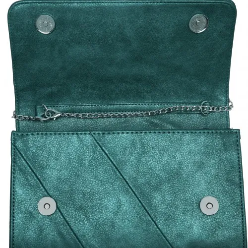 Miss Lulu Elegant Green Twill Clutch Leather Chain Evening Bag - Versatile Handbag for Formal & Casual Occasions