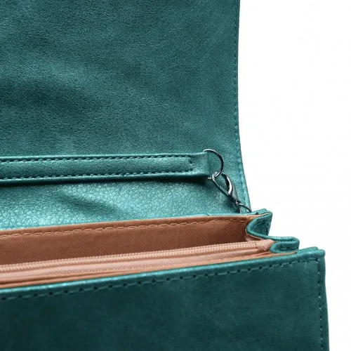 Miss Lulu Elegant Green Twill Clutch Leather Chain Evening Bag - Versatile Handbag for Formal & Casual Occasions