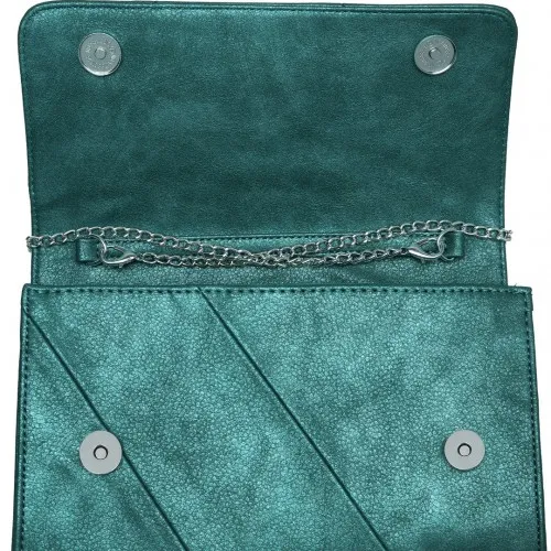 Miss Lulu Elegant Green Twill Clutch Leather Chain Evening Bag - Versatile Handbag for Formal & Casual Occasions