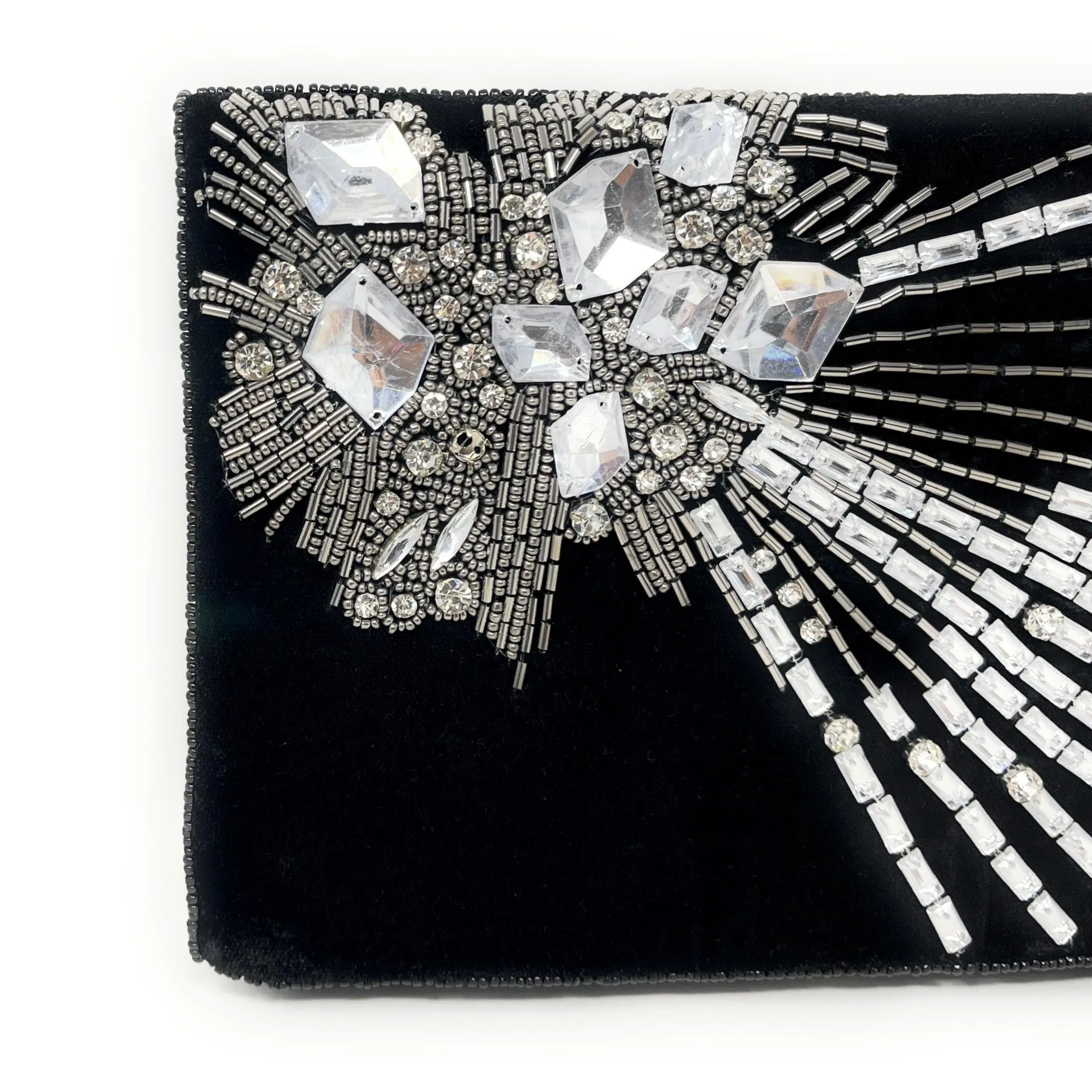 Moonlight Velvet Beaded Clutch Purse