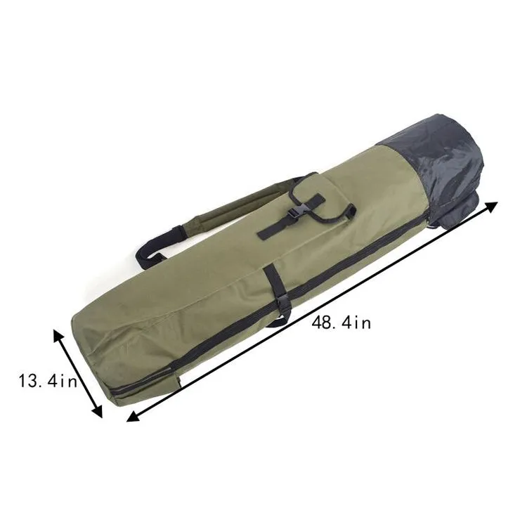 Multifunctional Fishing Rod Bag Fishing Tackle Bag Fishing Supplies,Size: 123x34cm(Army Green)