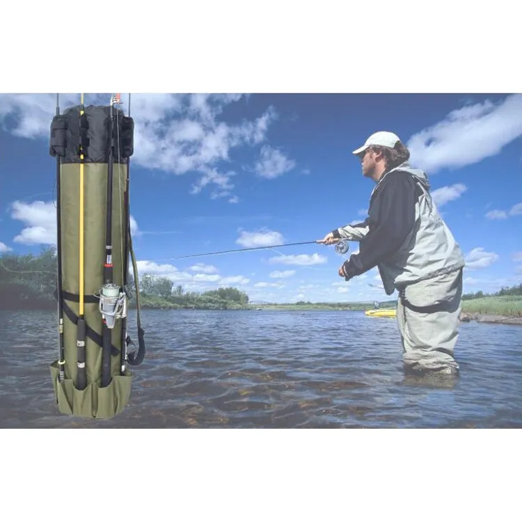 Multifunctional Fishing Rod Bag Fishing Tackle Bag Fishing Supplies,Size: 123x34cm(Army Green)