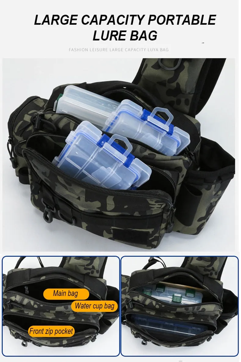 Multifunctional Fishing Tackle Bags Single Shoulder Crossbody Bag Waist Pack Fish Lures Gear Storage Fishing Gear Packages