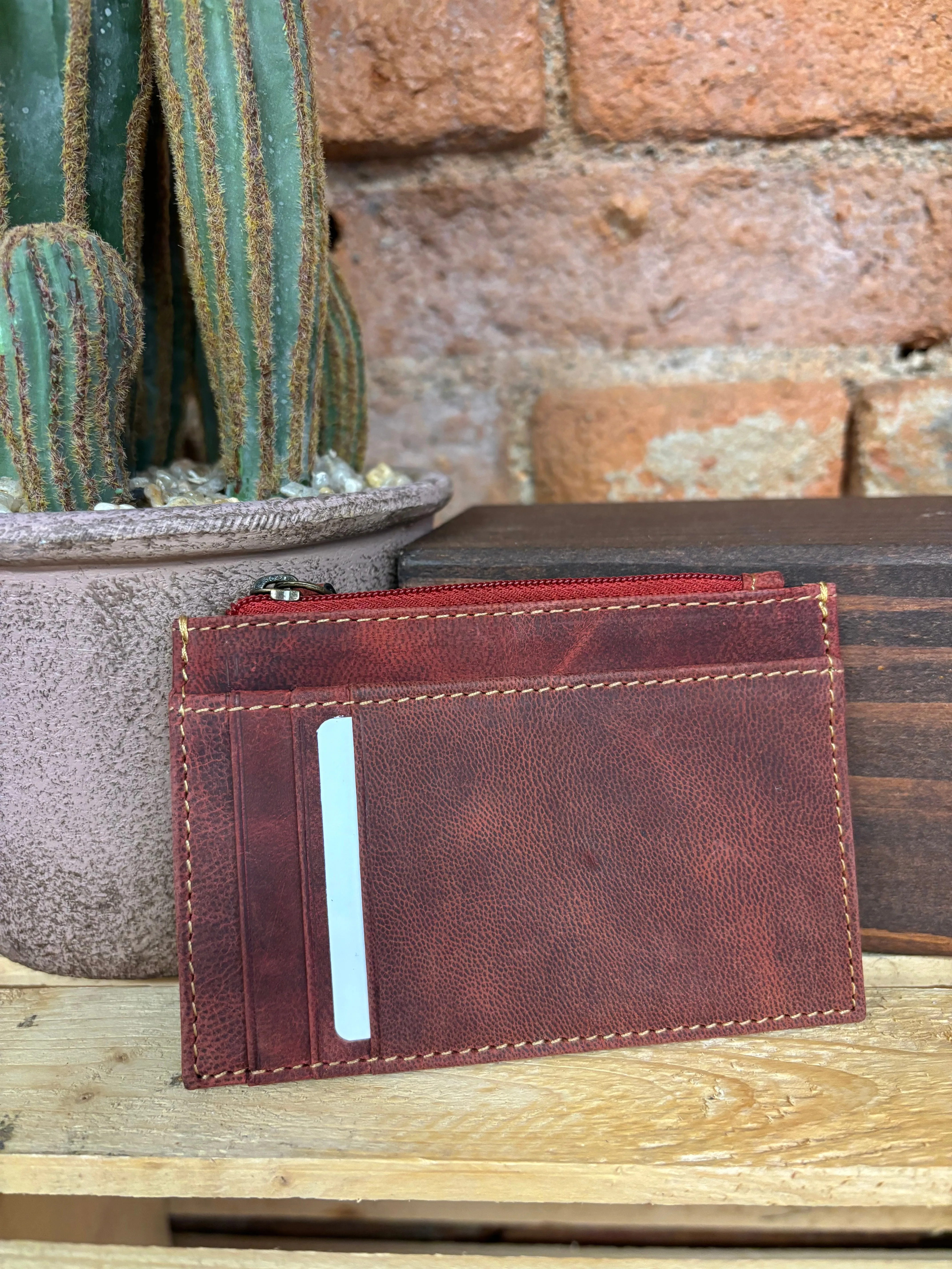 Myra Bag Red Russet Western Fork Credit Card Holder S-10667