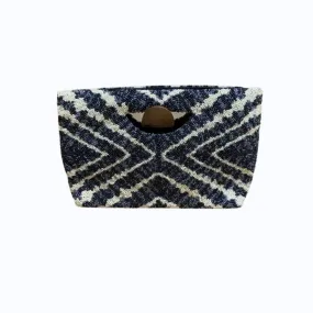 Navy & White Beaded Clutch