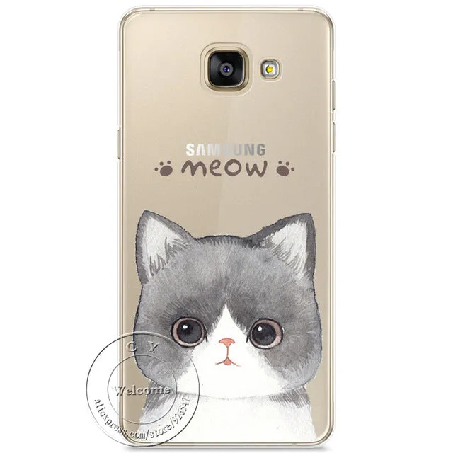 New Fashion Super Cute Cat Hard Case Cover For Samsung Galaxy A310 A510 A710 J110 J510 J710 A3 A5 A7 J1 J5 J7 2015 2016 2017