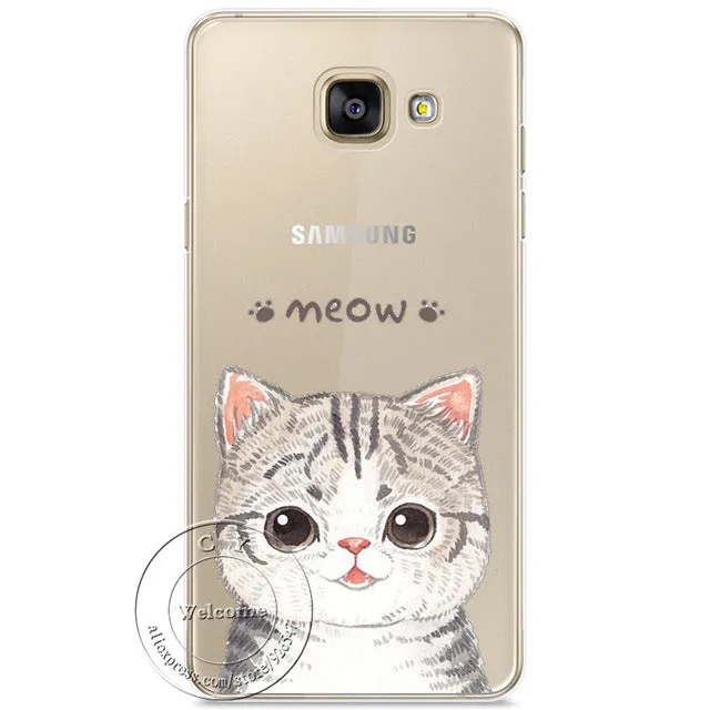 New Fashion Super Cute Cat Hard Case Cover For Samsung Galaxy A310 A510 A710 J110 J510 J710 A3 A5 A7 J1 J5 J7 2015 2016 2017