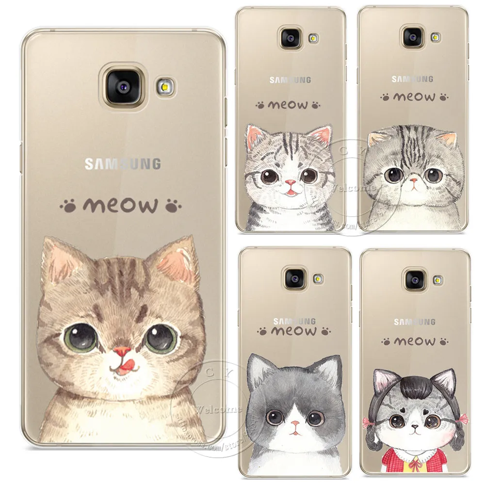 New Fashion Super Cute Cat Hard Case Cover For Samsung Galaxy A310 A510 A710 J110 J510 J710 A3 A5 A7 J1 J5 J7 2015 2016 2017