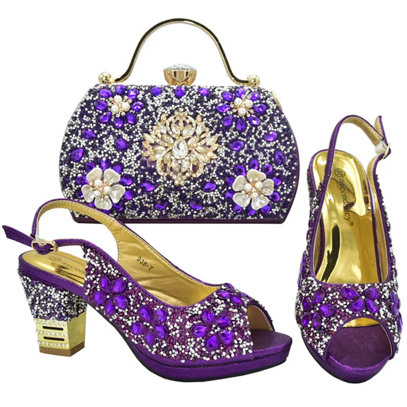 New Summer High Heel Sandals With A Strap Buckle With Hhinestone Bag ,Diamond Evening Wedding Bag