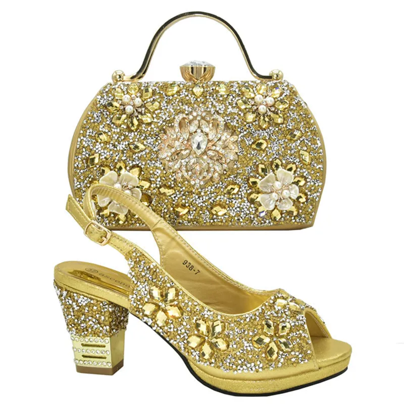 New Summer High Heel Sandals With A Strap Buckle With Hhinestone Bag ,Diamond Evening Wedding Bag