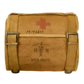 Original U.S. WWI Named US Army  Dental Corps Medical Surgical Kit Roll Featuring The Desirable Eagle Button Snaps - Complete With Tools