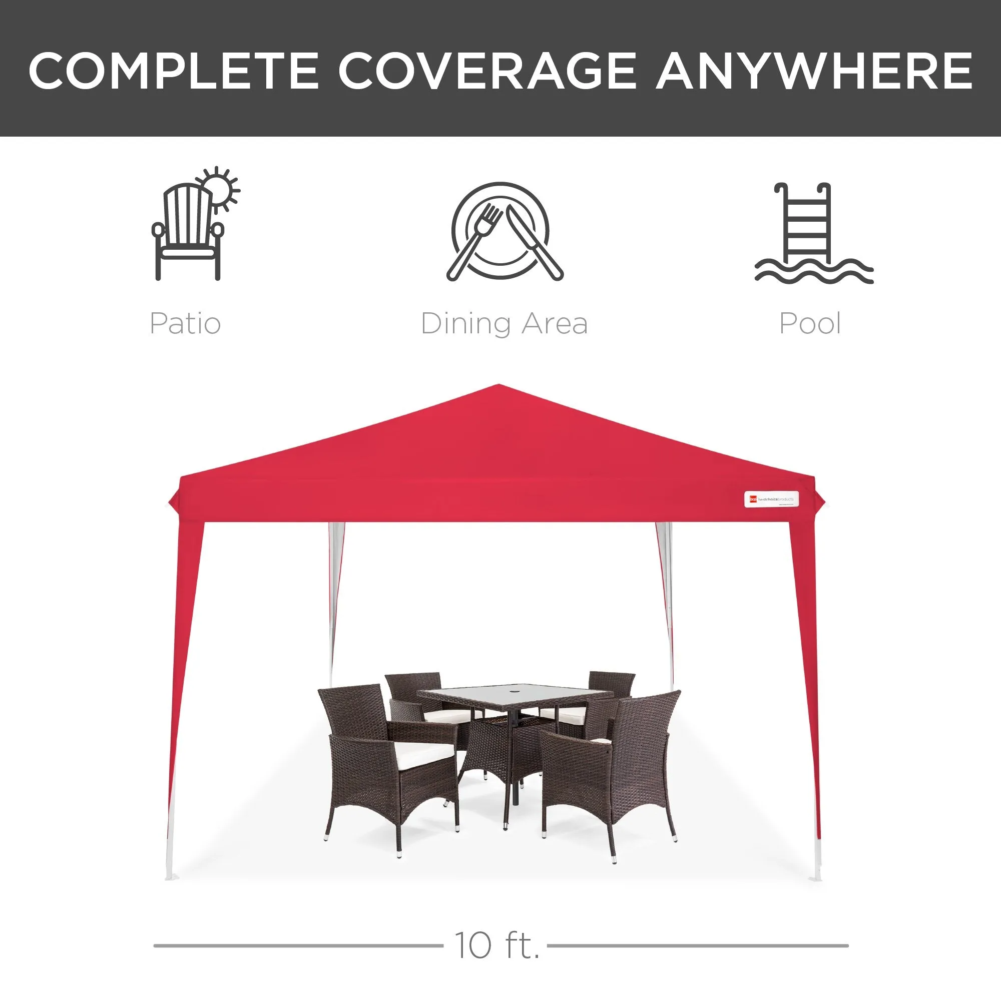 Outdoor Portable Pop Up Canopy Tent w/ Carrying Case, 10x10ft