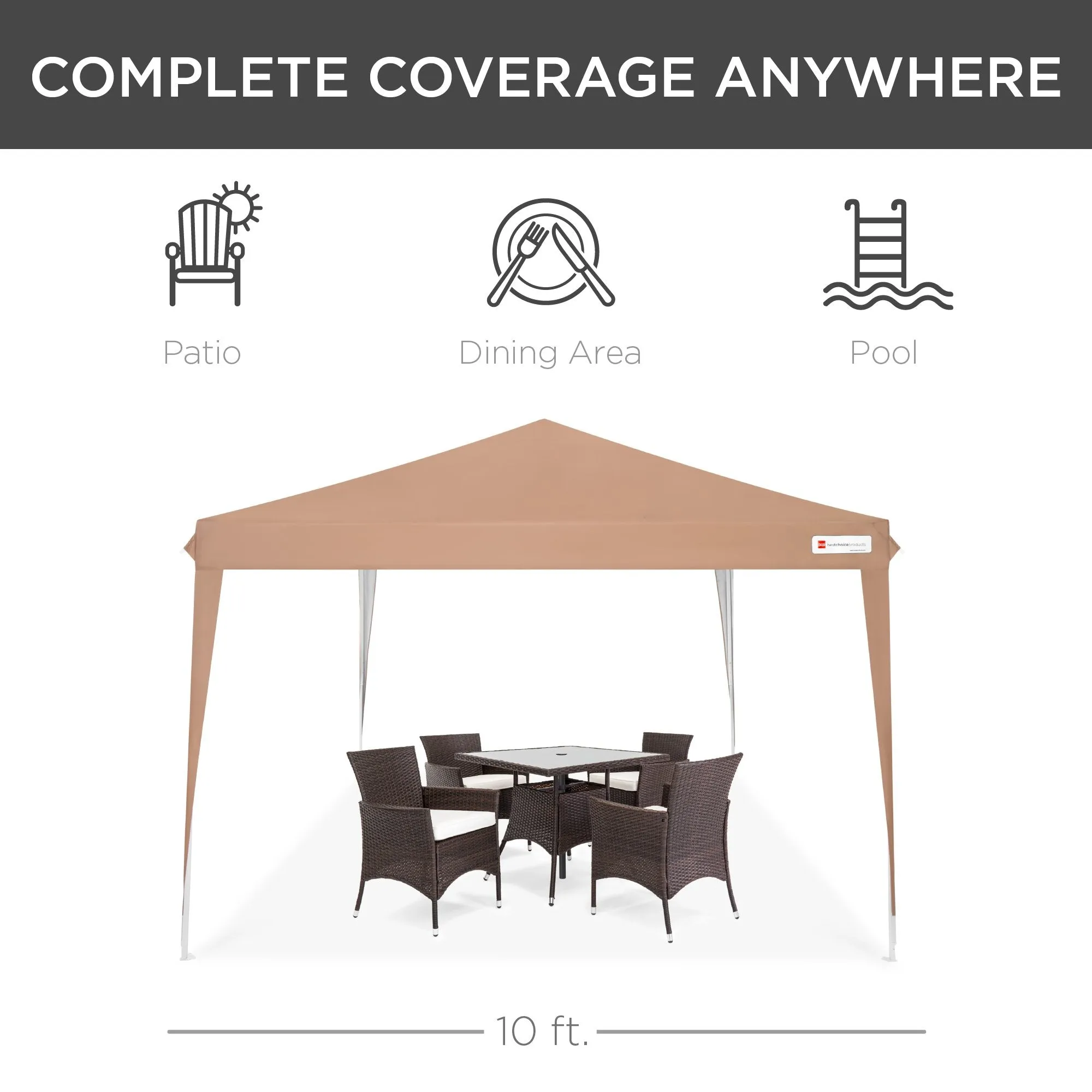 Outdoor Portable Pop Up Canopy Tent w/ Carrying Case, 10x10ft