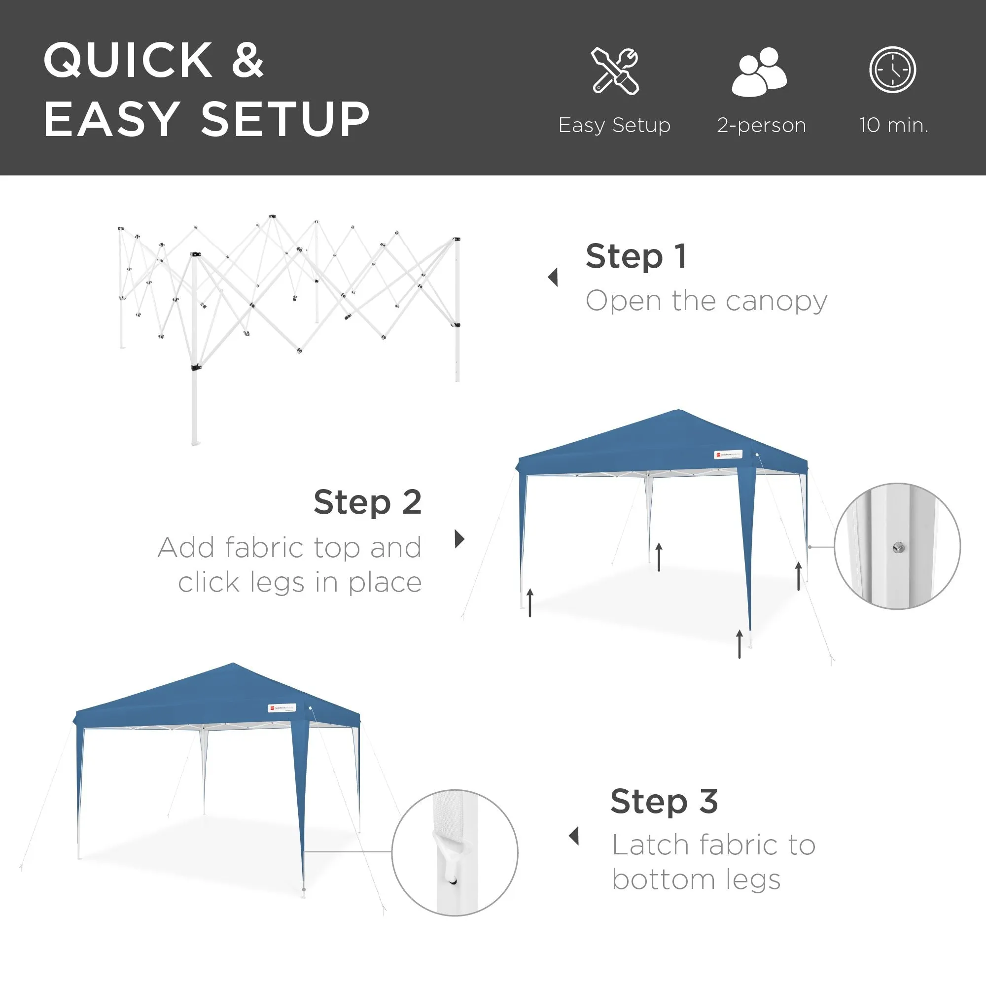 Outdoor Portable Pop Up Canopy Tent w/ Carrying Case, 10x10ft