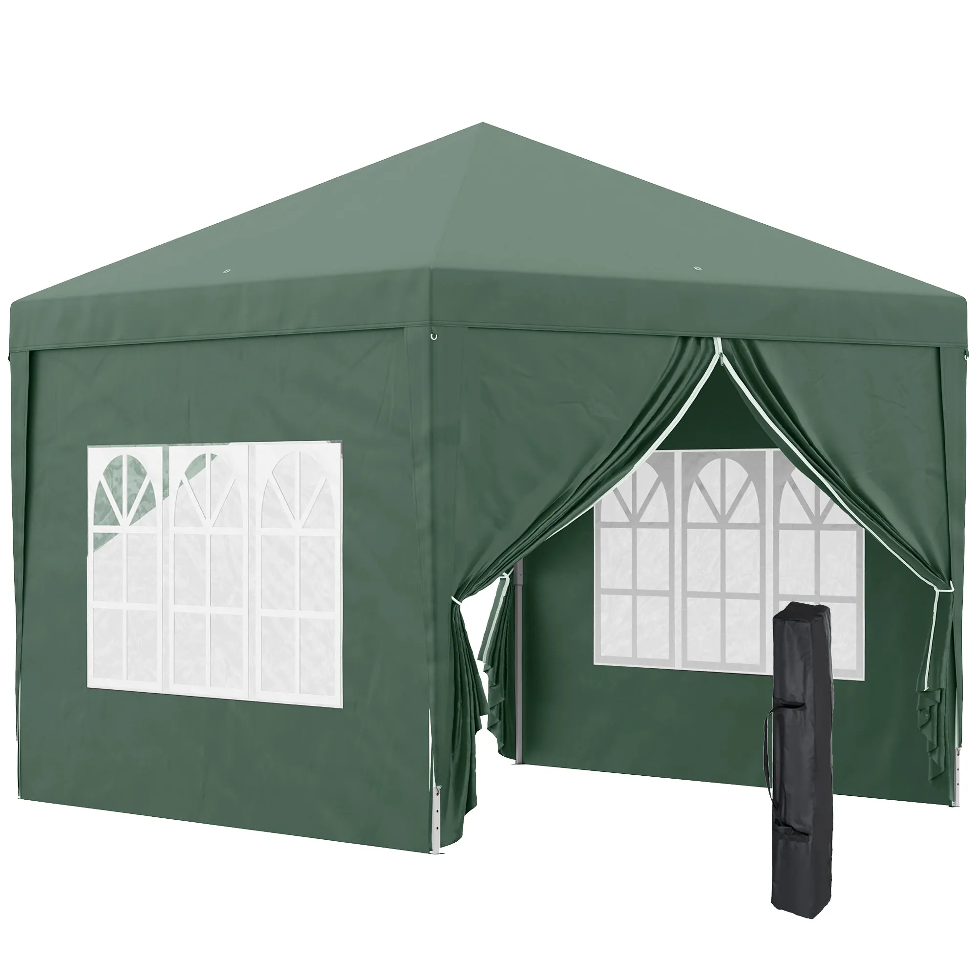 Outsunny 3mx3m Pop Up Gazebo Party Tent Canopy Marquee with Storage Bag Green