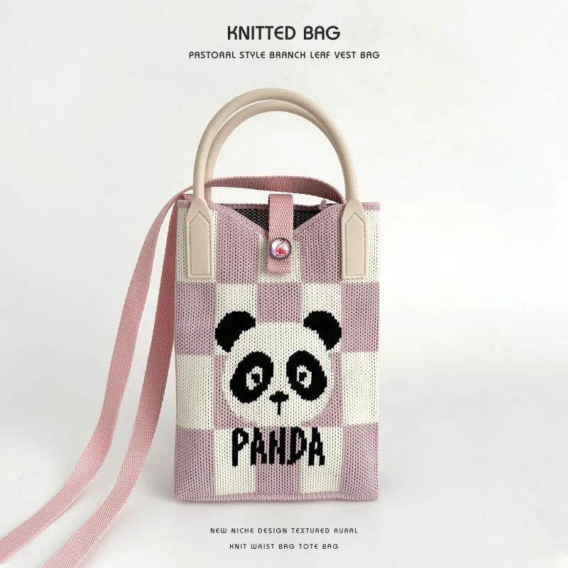 Panda series knitted bag mobile phone bag handbag