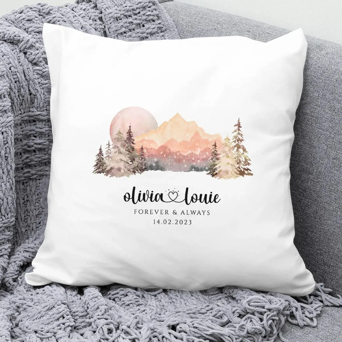 Personalised Adventure Cushion - Anniversary Gift - For Couples - Hiking & Camping Motif