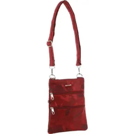 Pierre Cardin Anti - Theft Cross Body Bag Camouflage Colours- Wine