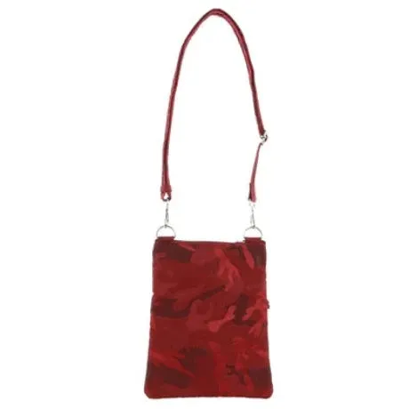 Pierre Cardin Anti - Theft Cross Body Bag Camouflage Colours- Wine