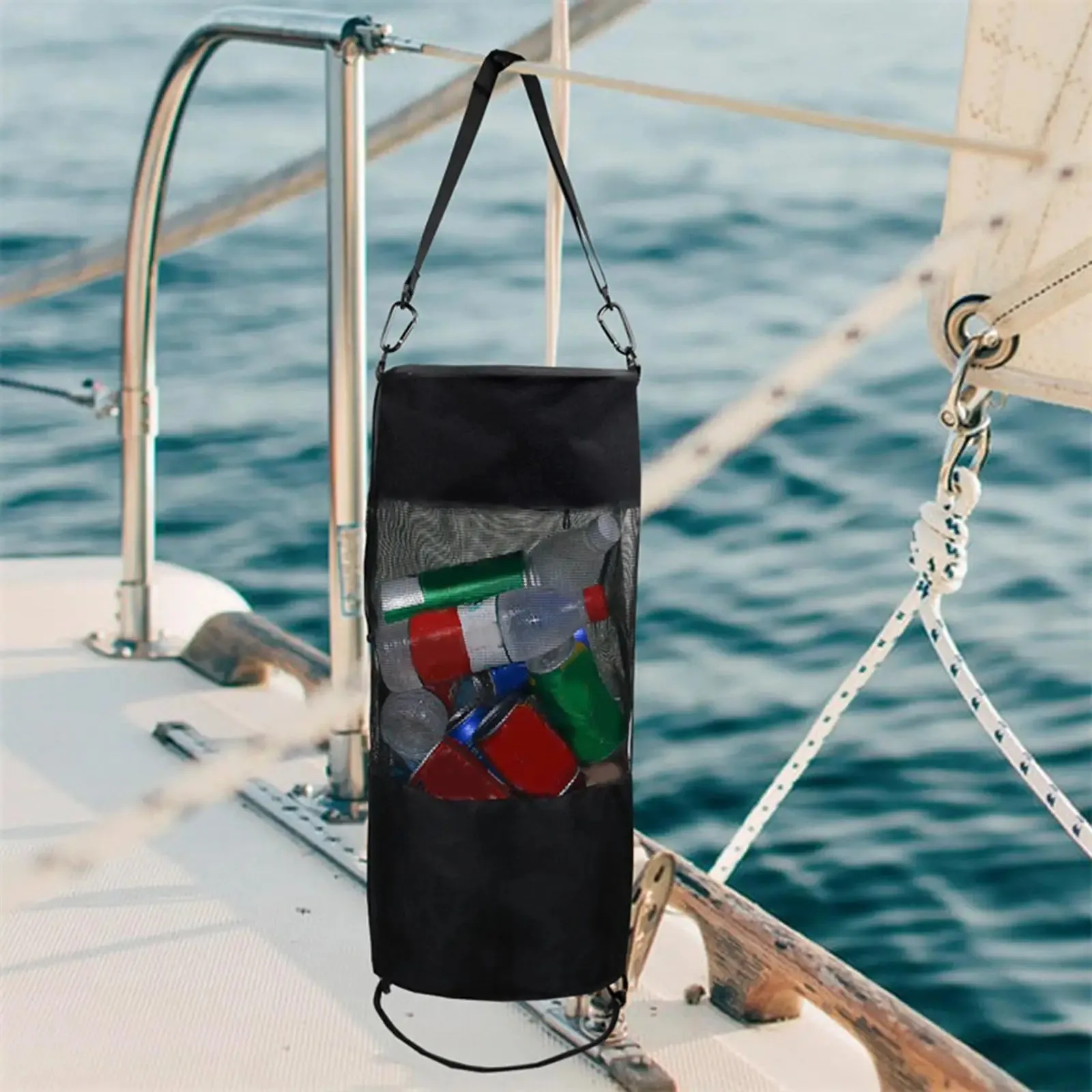 Portable Boat Trash Bag Marine Accessories Durable Reusable Garbage Holder Storage Fit for Boats Kayak Beach Fishing Trailer