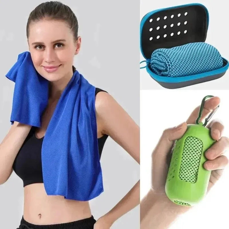 Portátil Mini Silica Gel Set, Toalha Fria, Fibra De Poliéster, Toalha De Resfriamento AO Ar Livre, Fitness Sports, Ginásio, C